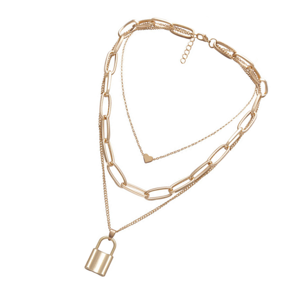 (Gold) Multi-layer Necklace Hip Hop Choker Personalized Jewelry Accessories