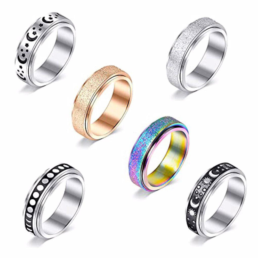 6Pcs Women Ring Anti Stress Rotatable Holiday Beach Date Engagement