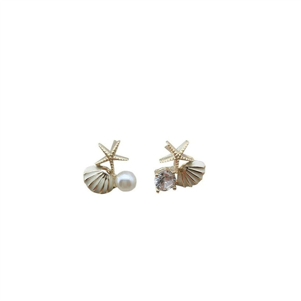 (Gold White) 1 Pair Female Earring Ear Stud Sparkling Earrings Jewellery Engagement