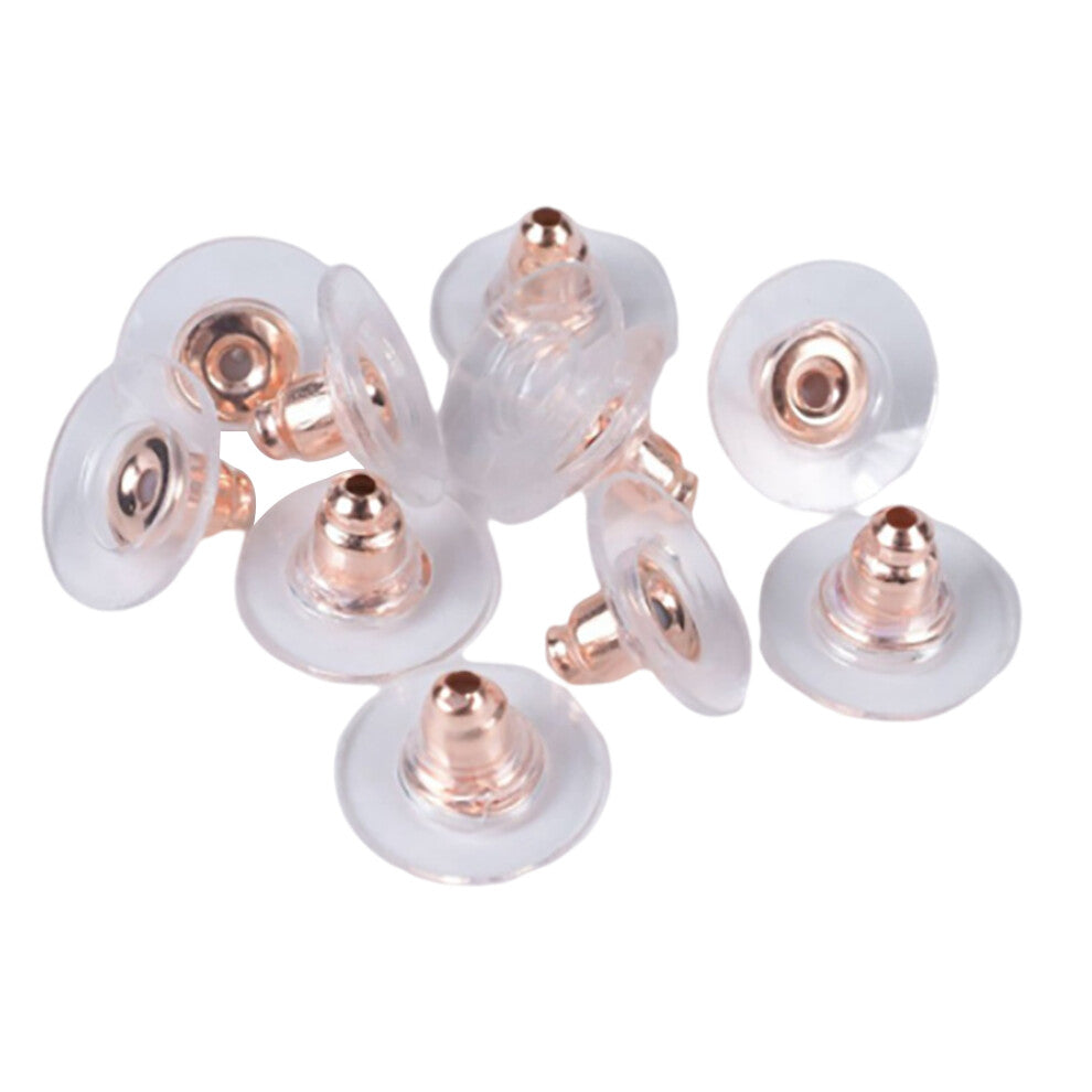 (rose gold) 100 Pair Earring Backs for Studs Plated Replacements Rings Accessories