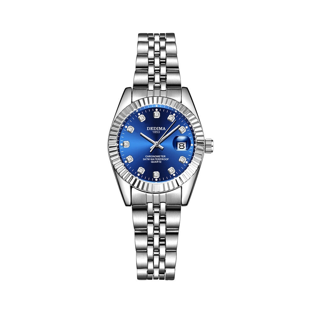 (Female style, Style GG) Fashionable couple steel band watches, waterproof high-end gold watches for men and women, student calendar, interlaced gold