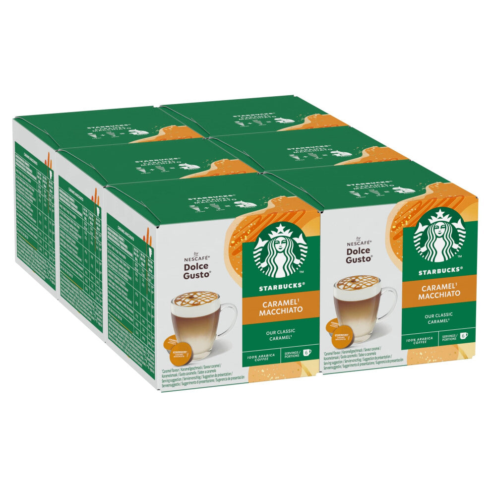 STARBUCKS Caramel Macchiato by NESCAF? Dolce Gusto, 72 Caramel Macchiato Coffee Pods (6 packs), Flavoured Coffee