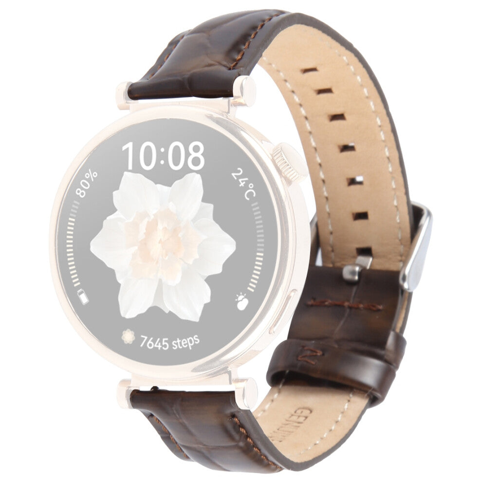 (Brown Bamboo Grain) For Garmin Lily 2 Active Lily 2 Wrist Strap 14mm Top Layer Cowhide Leather Watch Band