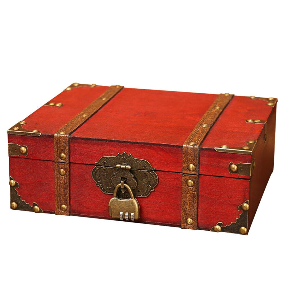 Vintage Wooden Organizing Boxes Set with Lock for Jewelry and Toys, Creative Storage Chest 32x23.5x11.5cm