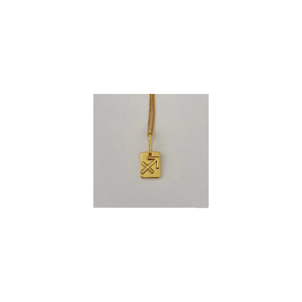 (Sagittarius necklace) The 12 zodiac sign necklace for women, with a golden brass pendant and a layering collarbone chain, is a simple and popular Int