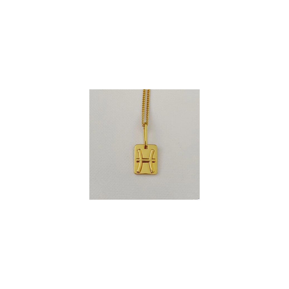 (Pisces necklace) The 12 zodiac sign necklace for women, with a golden brass pendant and a layering collarbone chain, is a simple and popular Internet