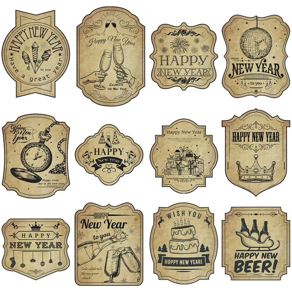 12Pcs-Pack Wine Bottle Decoration Sticker Vintage-Style one