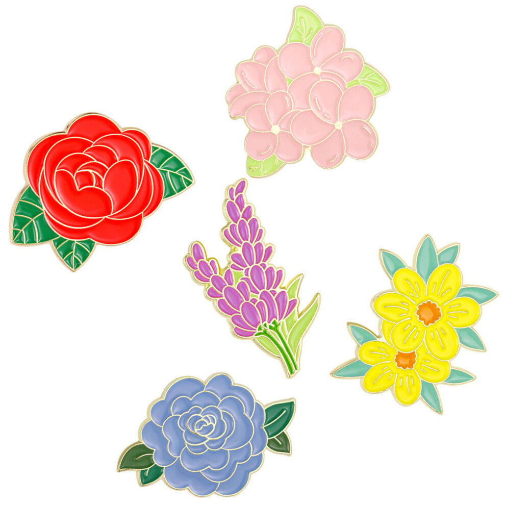5pcs Flower Lapel Pin Women Sweater Cardigan Collar Clip