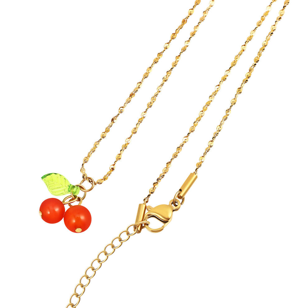 Cherry Pendant Necklace Dainty Collarbone Jewelry