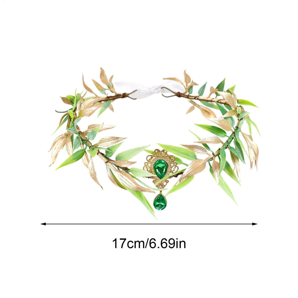 Fairy Green Flower Renaissance Accessories Goddess Tiara Cosplay Headpiece for Adult Women Girls Faire