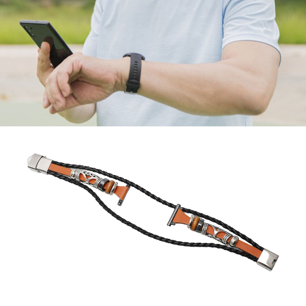 Ethnic Vintage PU Leather Smartwatch Band 20mm Brown for Men Women