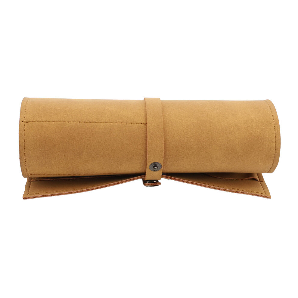 Travel Watch Band Organizer Case Holds 5 Watches Brown 23.5x18.3cm