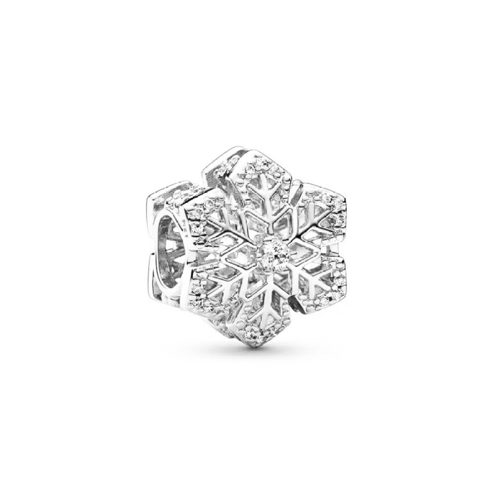 (SS1520) New Fine Clear Sparkle Hearts Spacer Pavé Cilp Charms Beads Plated Fit Original Brand Logo 1:1 925 Sterling Silver Bracelet DIY Jewelry