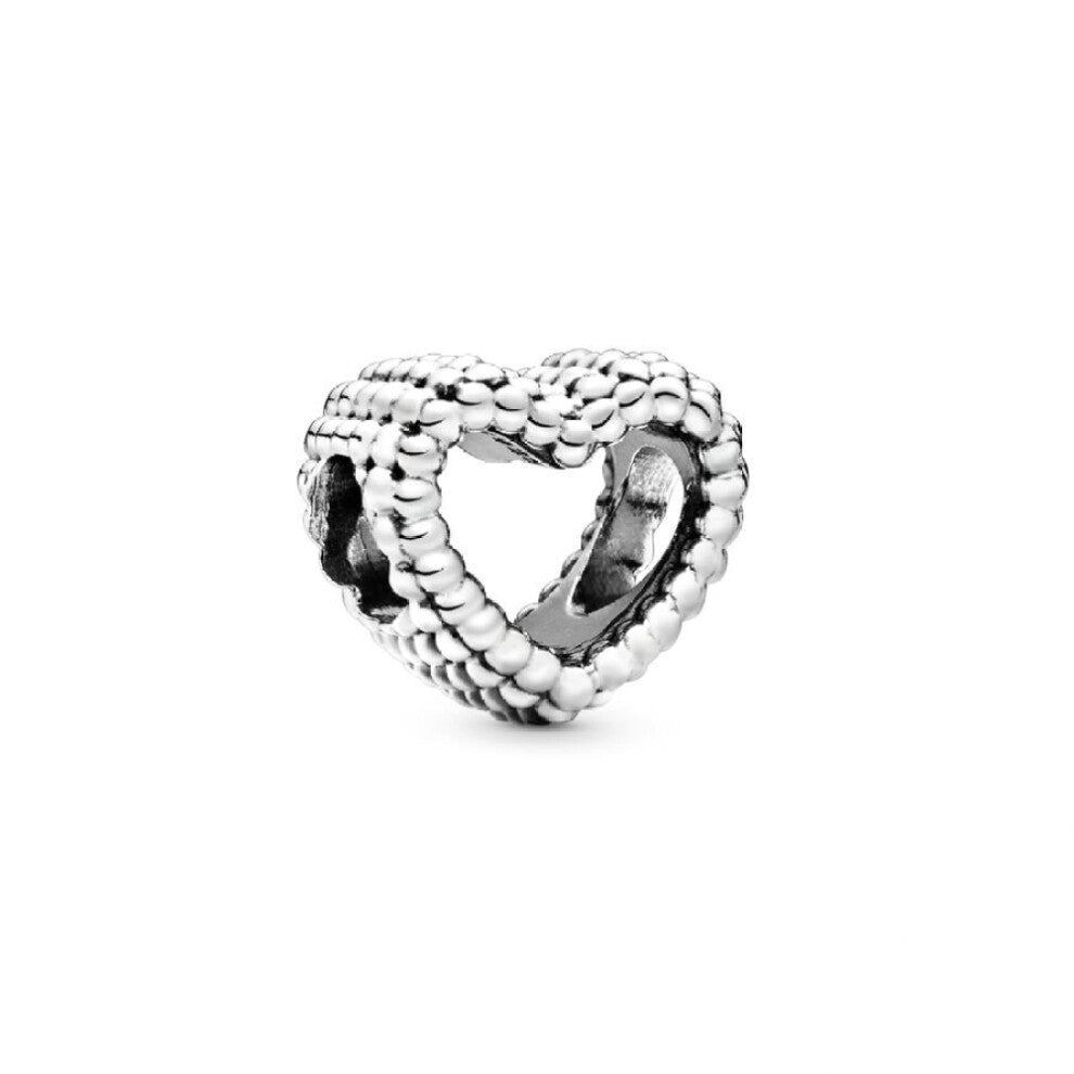 (SS229) New Fine Clear Sparkle Hearts Spacer Pavé Cilp Charms Beads Plated Fit Original Brand Logo 1:1 925 Sterling Silver Bracelet DIY Jewelry
