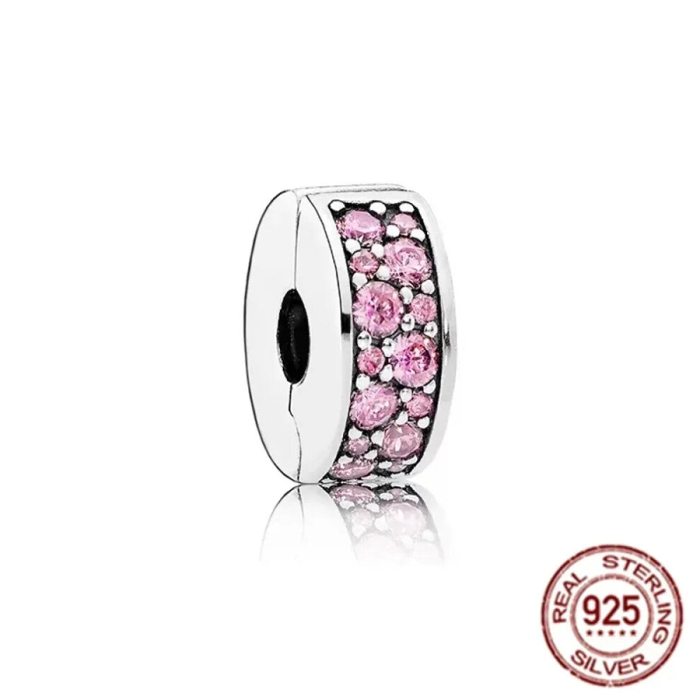 (SS438) Original 925 Sterling Silver Pink Love Potion Murano Glass Heart Charms Beads for DIY Bracelet Women Jewellery Gift