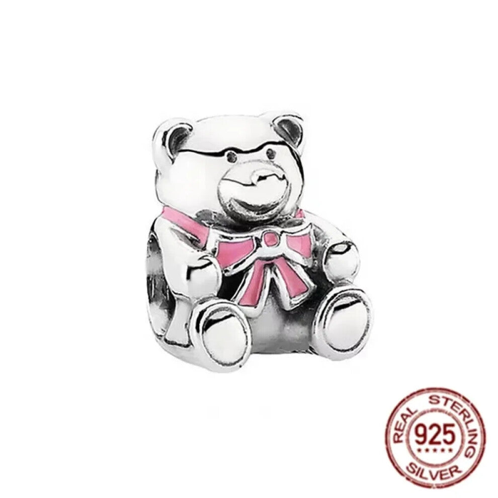 (SS541) Original 925 Sterling Silver Pink Love Potion Murano Glass Heart Charms Beads for DIY Bracelet Women Jewellery Gift