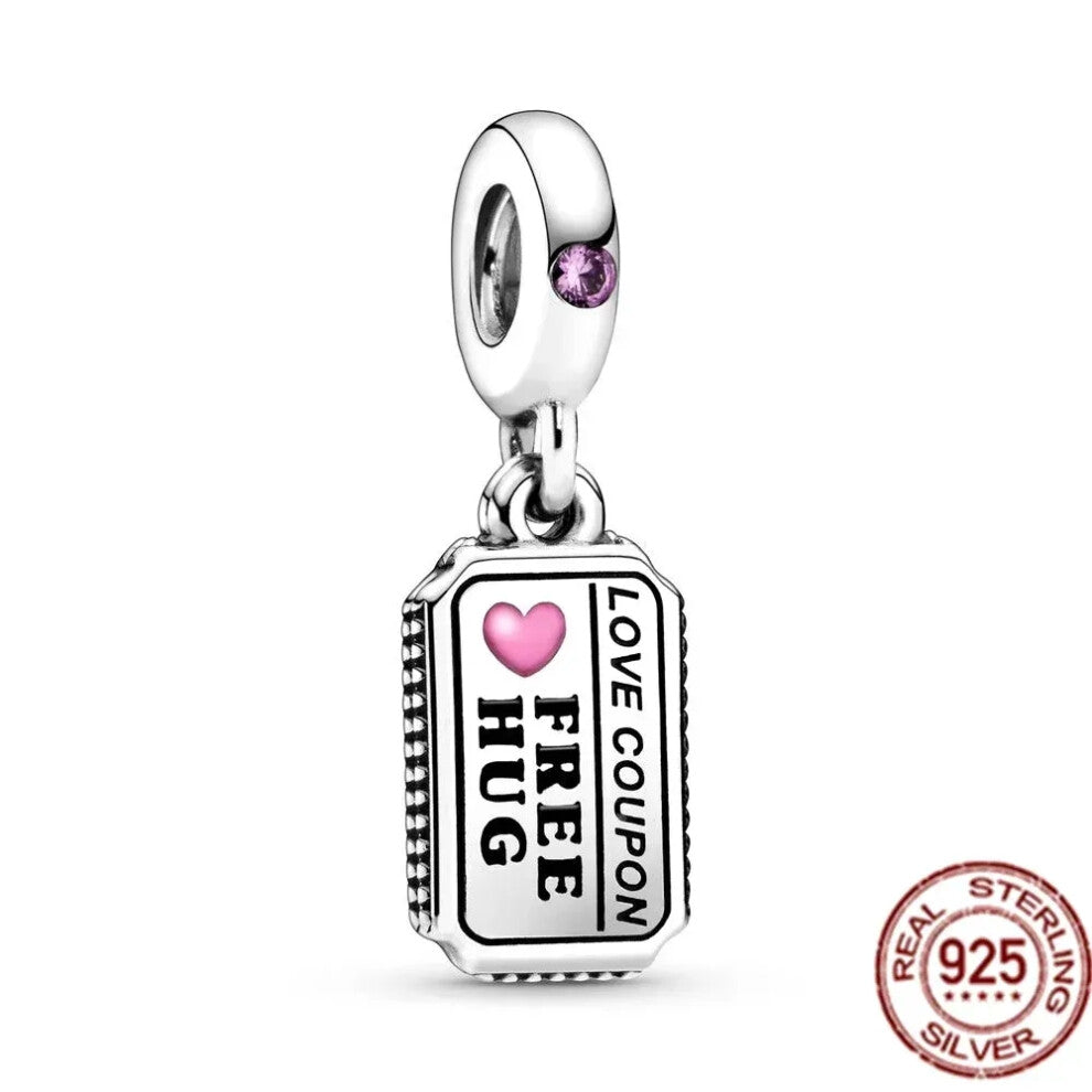 (SS706) Original 925 Sterling Silver Pink Love Potion Murano Glass Heart Charms Beads for DIY Bracelet Women Jewellery Gift