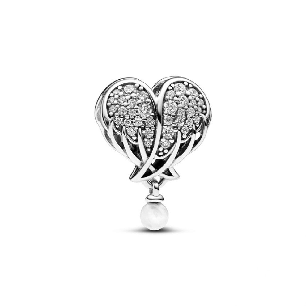(SS1803) New Fine Clear Sparkle Hearts Spacer Pavé Cilp Charms Beads Plated Fit Original Brand Logo 1:1 925 Sterling Silver Bracelet DIY Jewelry