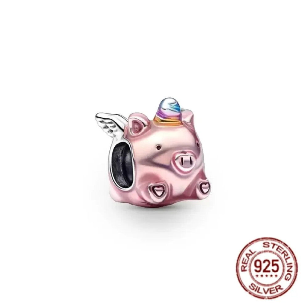 (SS1108) Original 925 Sterling Silver Pink Love Potion Murano Glass Heart Charms Beads for DIY Bracelet Women Jewellery Gift