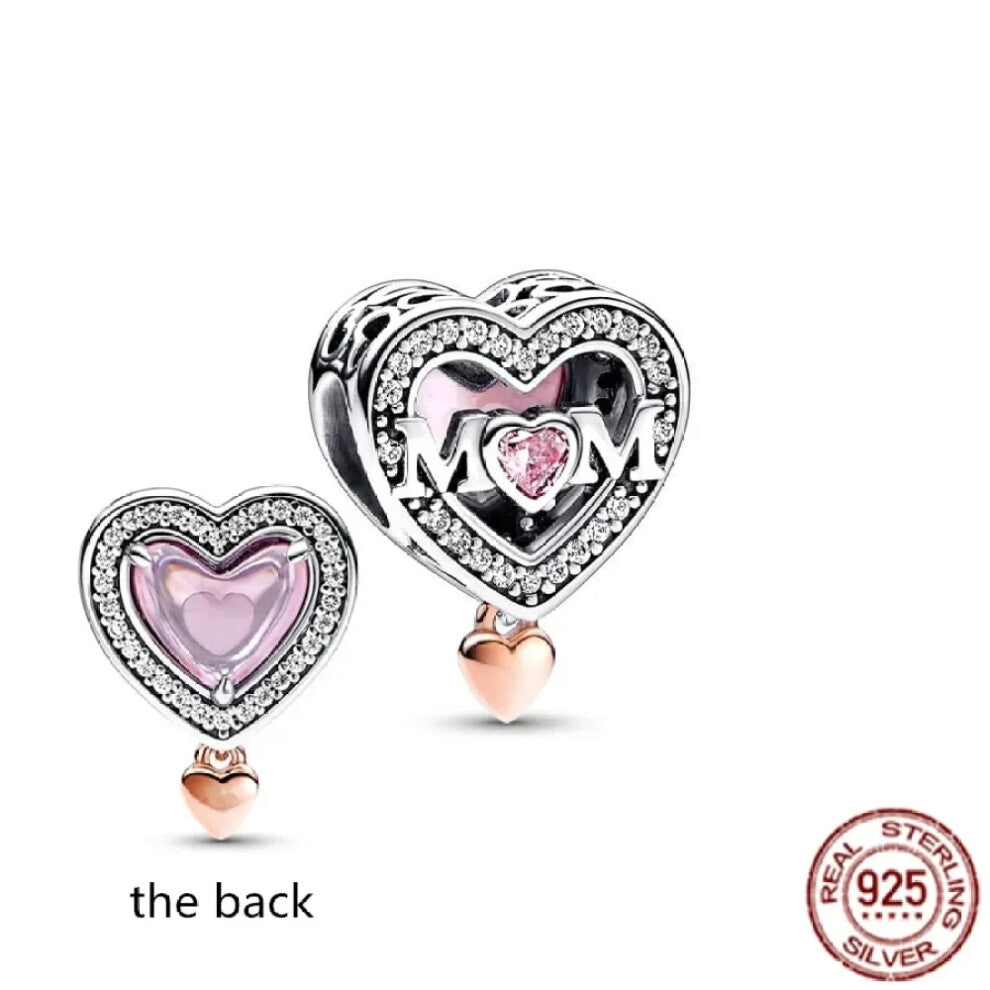(SS1448) Original 925 Sterling Silver Pink Love Potion Murano Glass Heart Charms Beads for DIY Bracelet Women Jewellery Gift