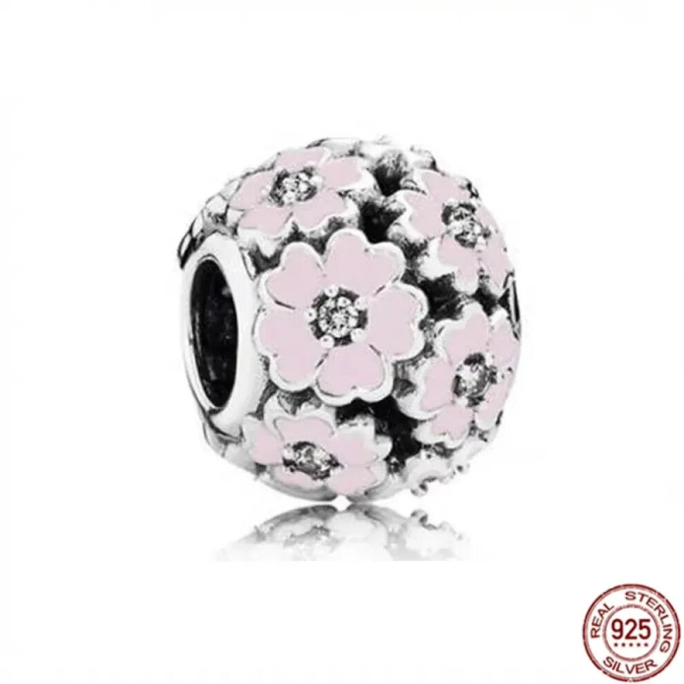 (SS1624) Original 925 Sterling Silver Pink Love Potion Murano Glass Heart Charms Beads for DIY Bracelet Women Jewellery Gift