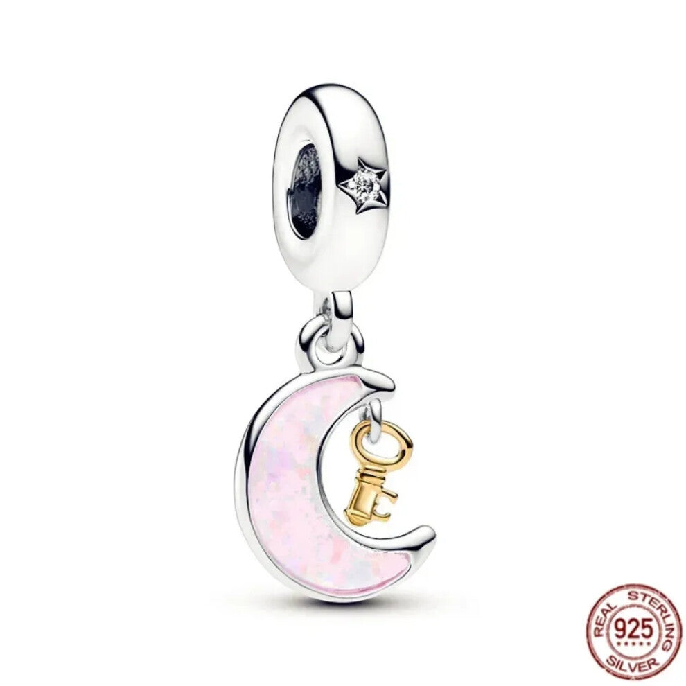 (SS1820) Original 925 Sterling Silver Pink Love Potion Murano Glass Heart Charms Beads for DIY Bracelet Women Jewellery Gift