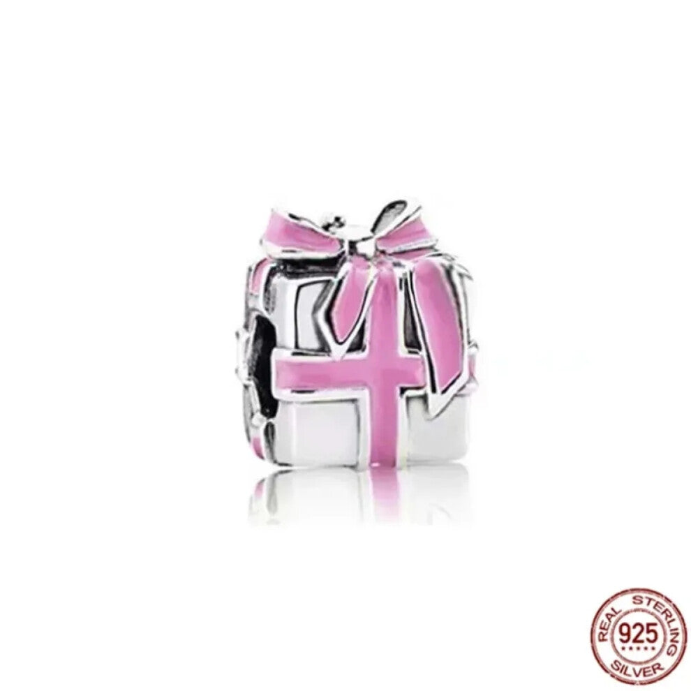 (SS1862) Original 925 Sterling Silver Pink Love Potion Murano Glass Heart Charms Beads for DIY Bracelet Women Jewellery Gift