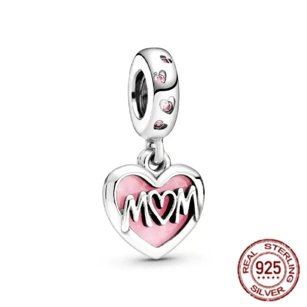 (SS20) Original 925 Sterling Silver Pink Love Potion Murano Glass Heart Charms Beads for DIY Bracelet Women Jewellery Gift
