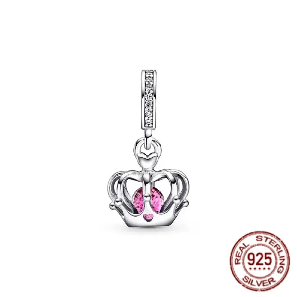 (SS208) Original 925 Sterling Silver Pink Love Potion Murano Glass Heart Charms Beads for DIY Bracelet Women Jewellery Gift