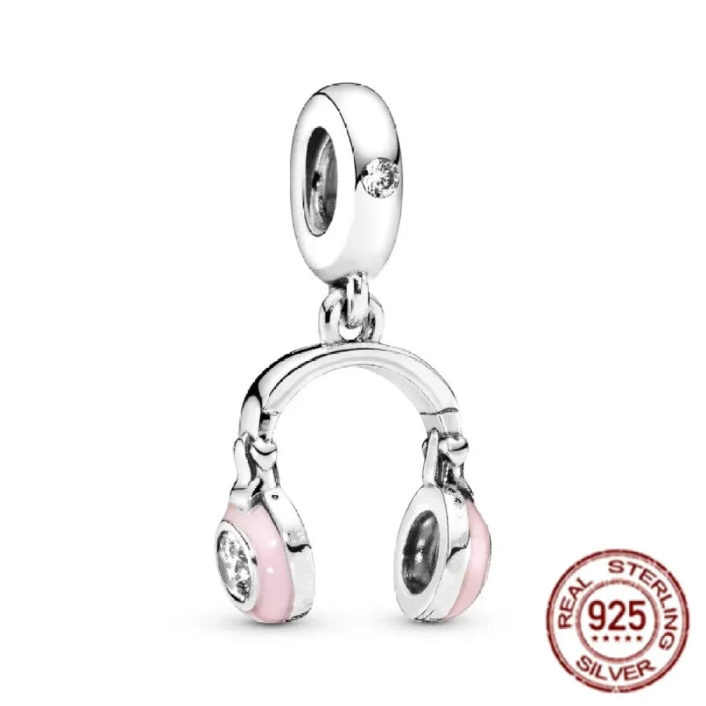 (SS242) Original 925 Sterling Silver Pink Love Potion Murano Glass Heart Charms Beads for DIY Bracelet Women Jewellery Gift
