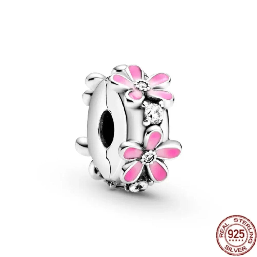 (SS302) Original 925 Sterling Silver Pink Love Potion Murano Glass Heart Charms Beads for DIY Bracelet Women Jewellery Gift