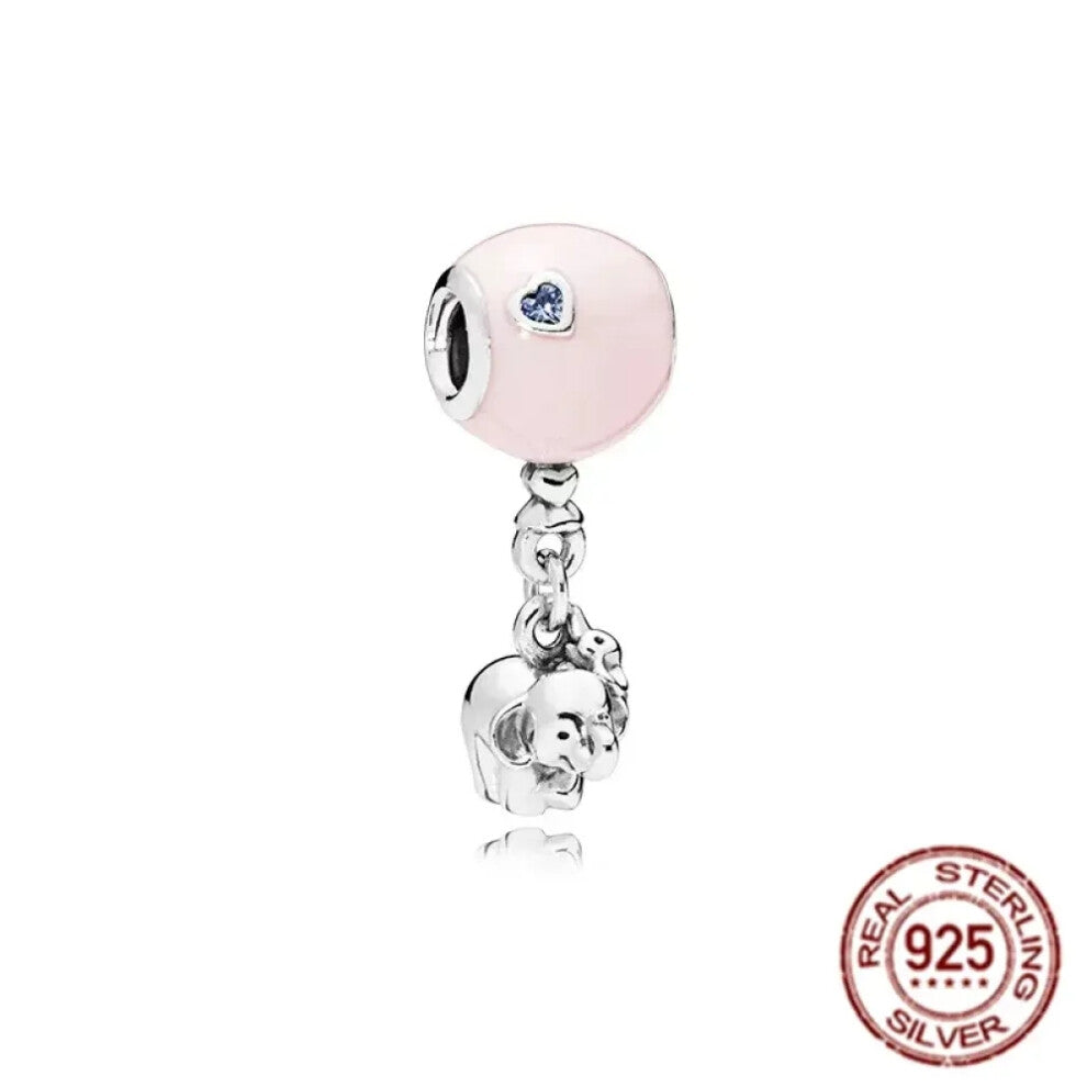 (SS545) Original 925 Sterling Silver Pink Love Potion Murano Glass Heart Charms Beads for DIY Bracelet Women Jewellery Gift