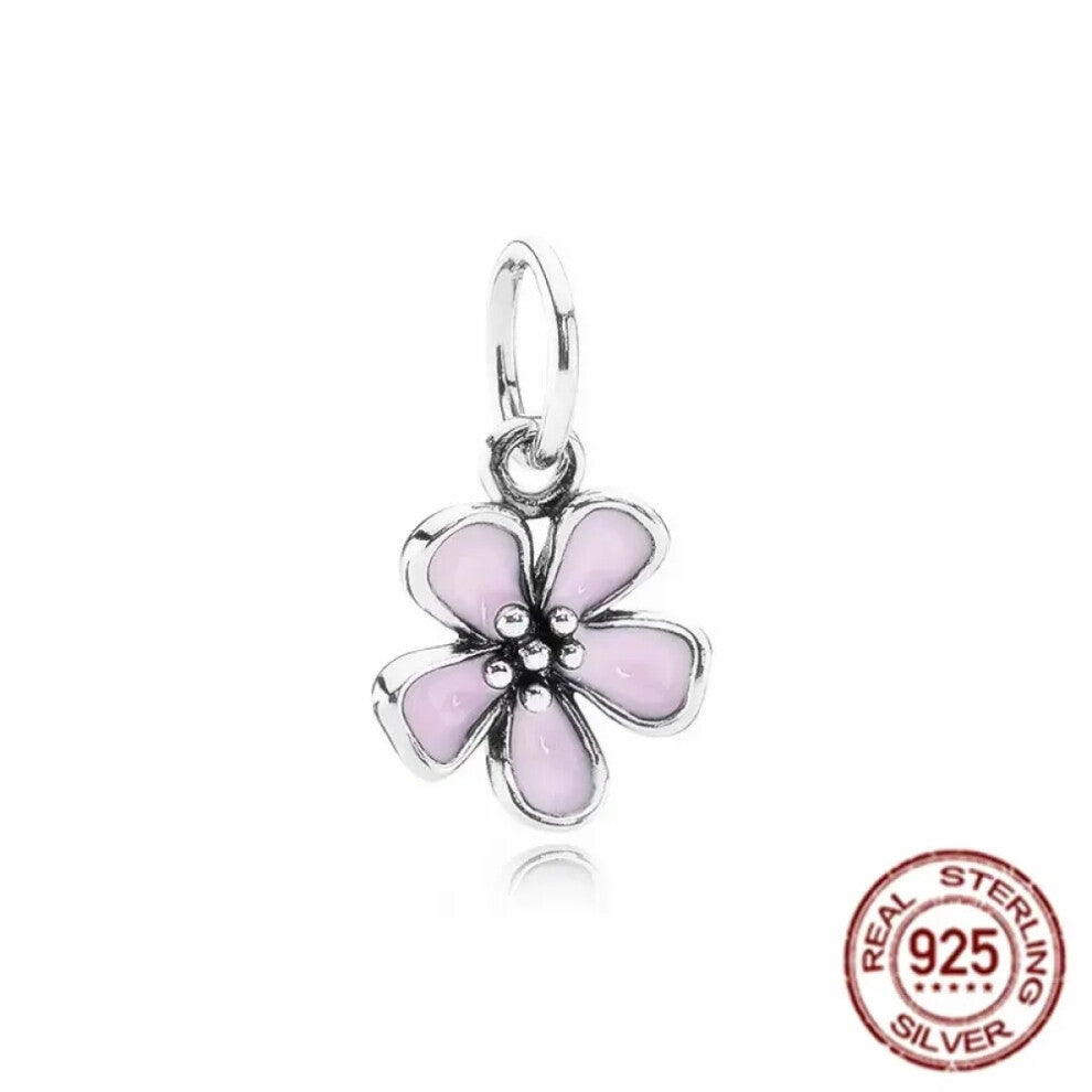 (SS546) Original 925 Sterling Silver Pink Love Potion Murano Glass Heart Charms Beads for DIY Bracelet Women Jewellery Gift