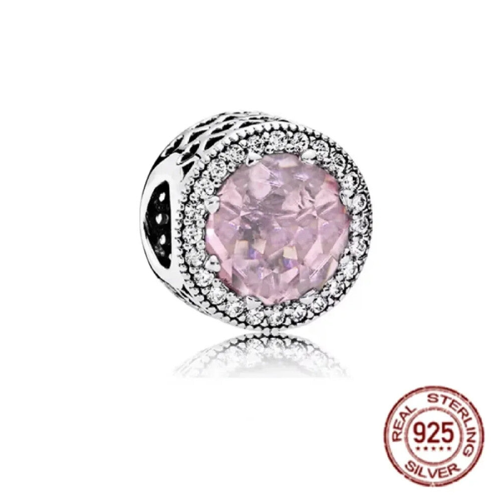 (SS551) Original 925 Sterling Silver Pink Love Potion Murano Glass Heart Charms Beads for DIY Bracelet Women Jewellery Gift