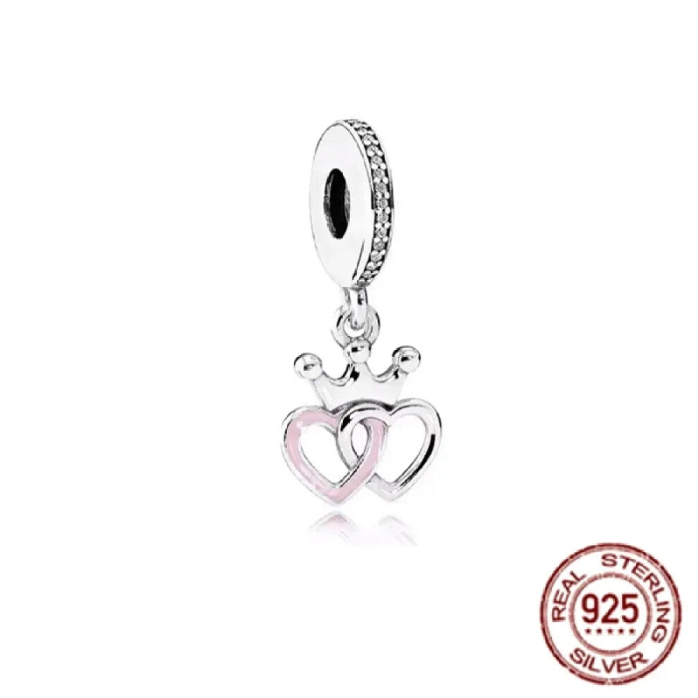 (SS719) Original 925 Sterling Silver Pink Love Potion Murano Glass Heart Charms Beads for DIY Bracelet Women Jewellery Gift