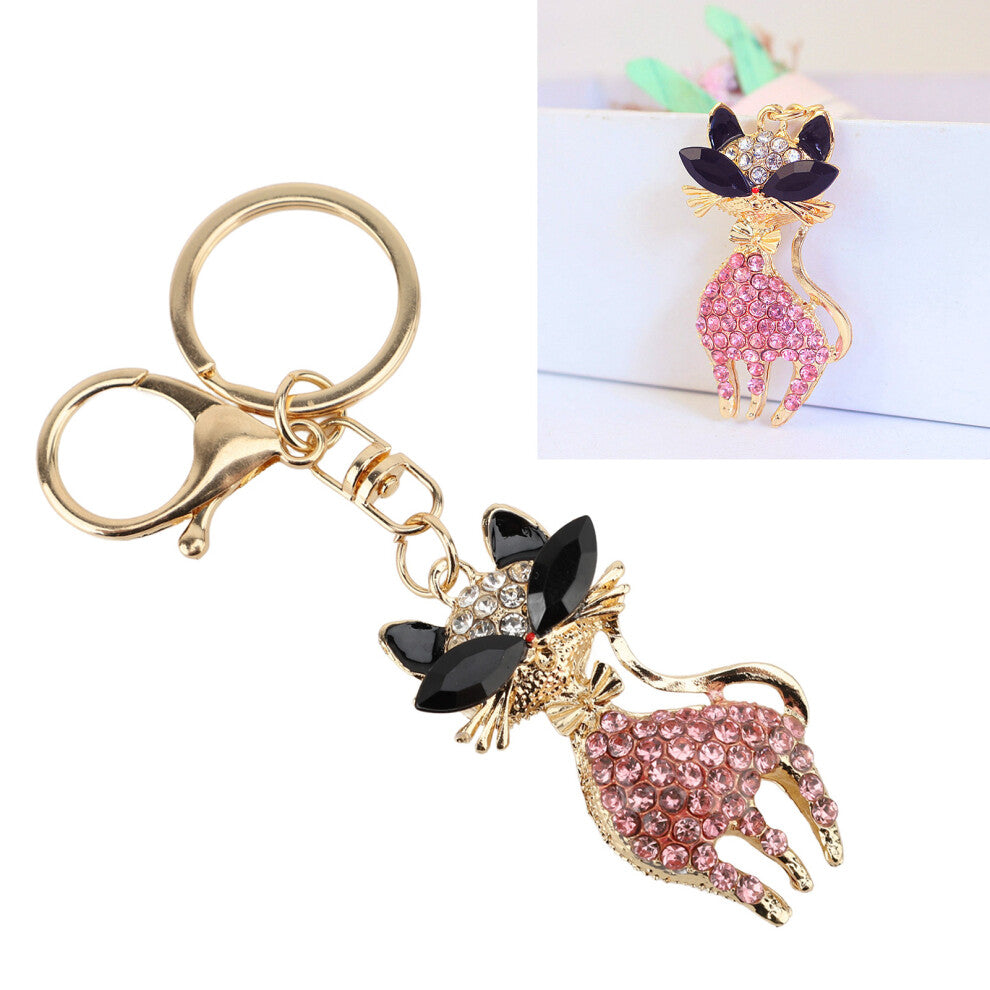 Cute Cat Rhinestone Keychain - Multifunctional Bling Backpack Accessory