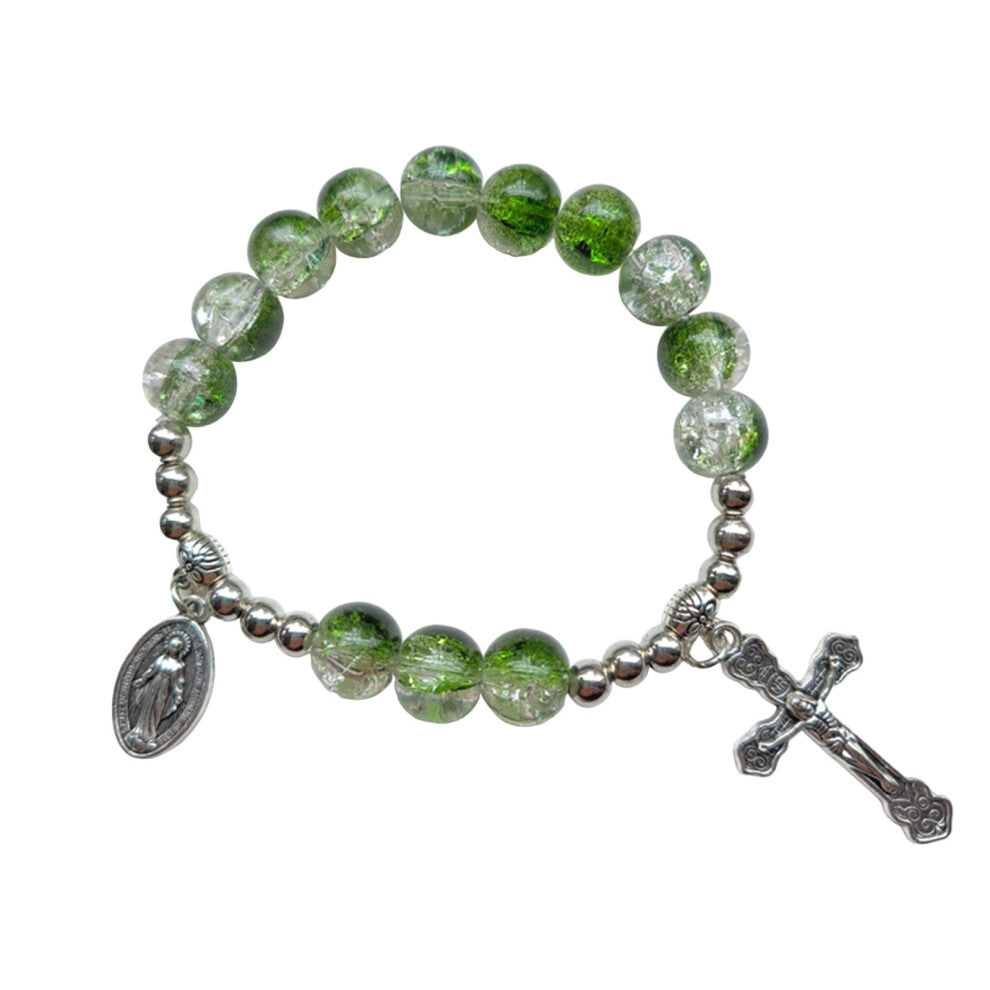 Delicate Glass Crystal Round Beaded Cross Bracelets-8 styles