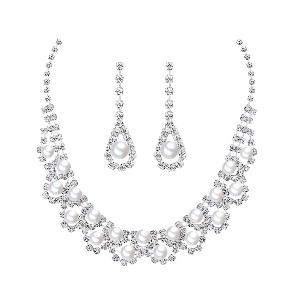 2 Sets Bridal Necklace Miss Bride Wedding Jewellery For Women Prom