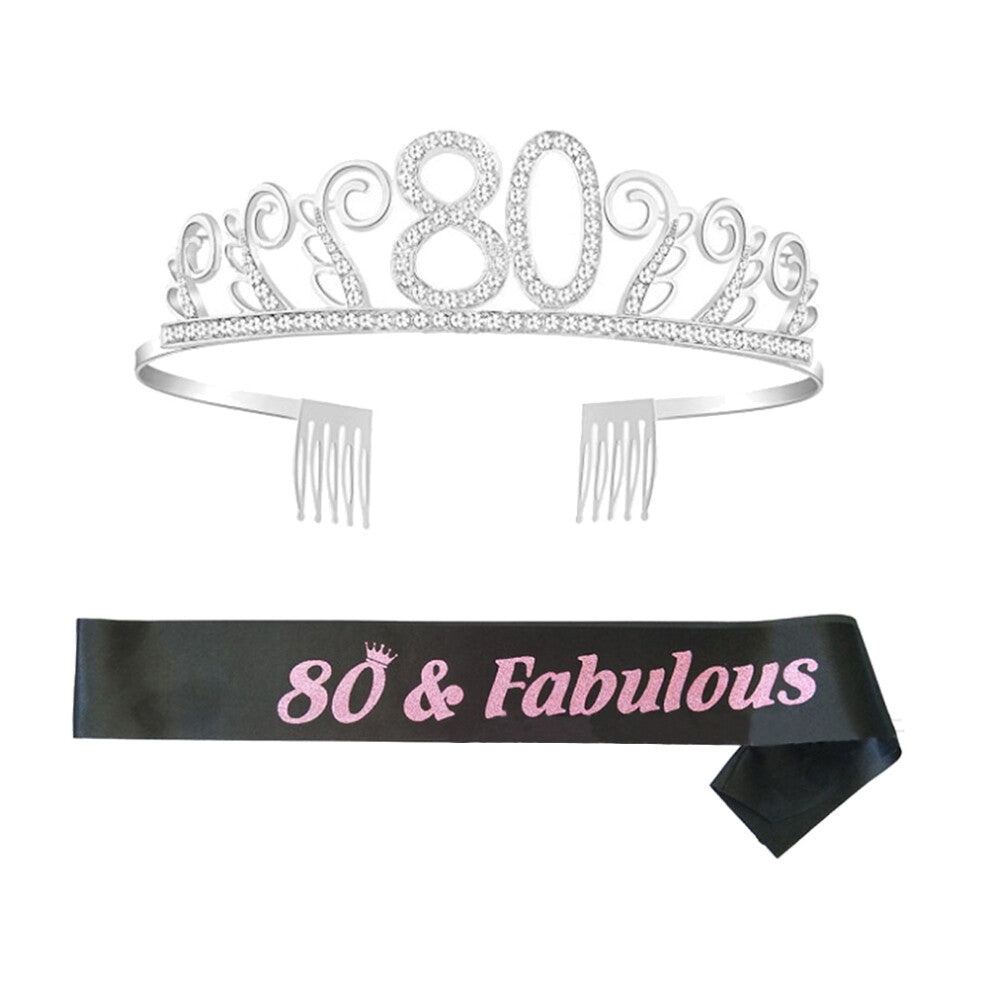 2 Sets Birthday Crown Decorative Hair Accessories For Women Sash