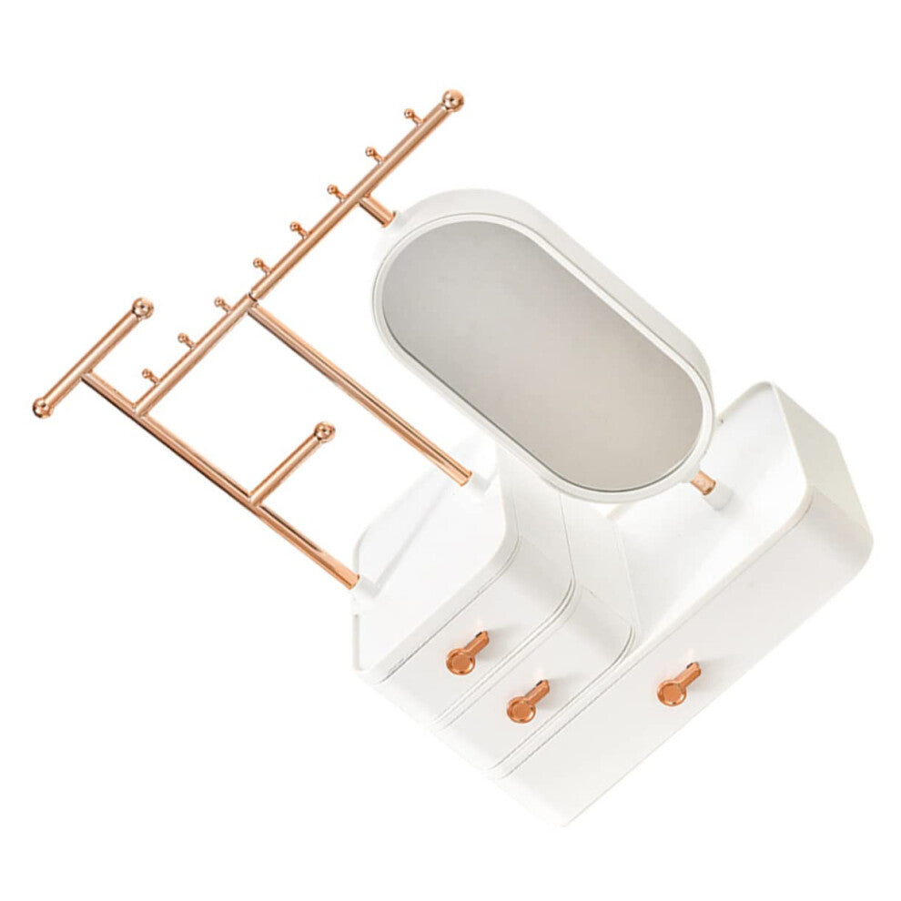 Makeup Brush Holder and Cosmetics Storage Box 37.5x25cm White Jewelry Organizer for Necklaces Bracelets Earrings