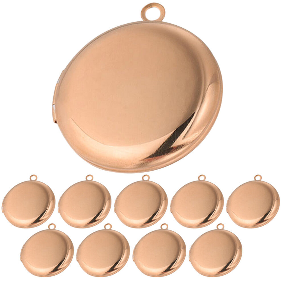 10pcs Round Locket Necklace Pendants Photo Frame Charm DIY