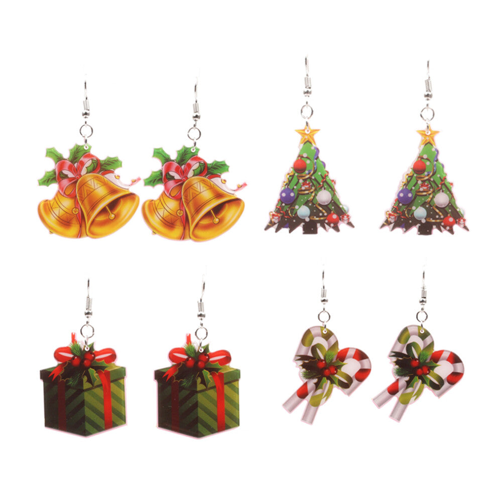 Set Of 3 Christmas Decoration Earrings Girls Eardrop Festive Dangles