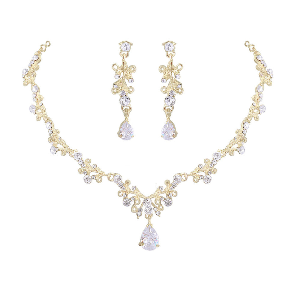 Masteelf  Women Necklace And Earring Wedding Accessories Bride Golden