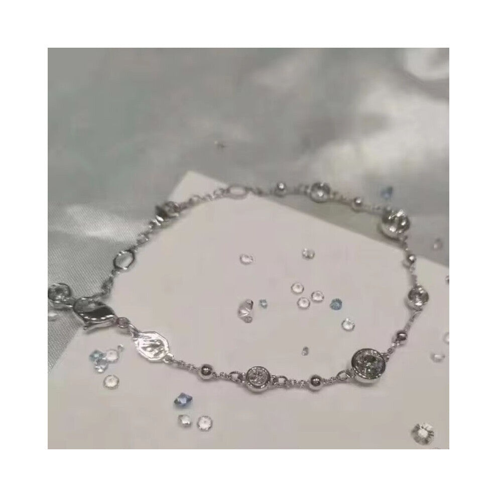 (Bracelet10) Original 2025 New Zircon Green Crystal Geometry Fine Jewelry Earrings Set for Women Round Necklace Romantic Gift Jewelry