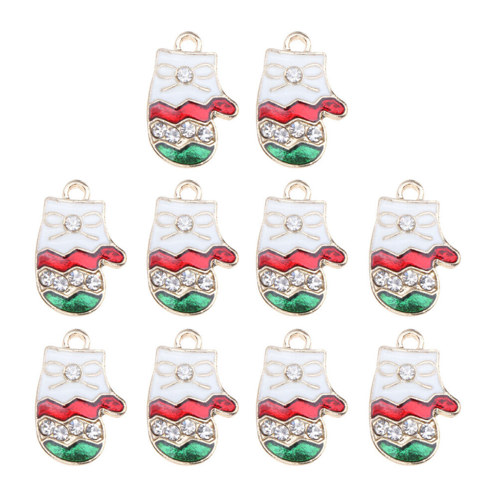 Gymnture 10 Christmas Diy Charms Rhinestone Glove Pendant Jewelry
