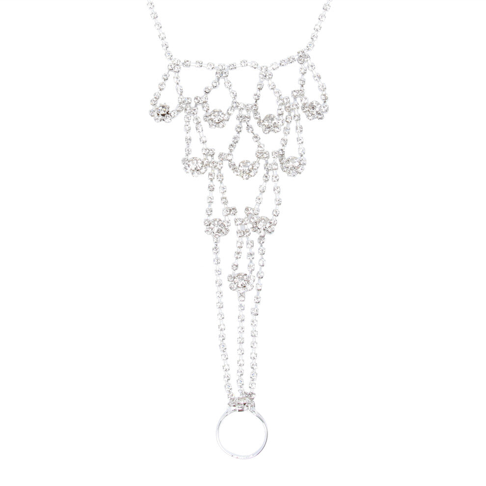 Set Of 2 Rhinestone Anklet Bride Foot Hanging Accessories Fashion