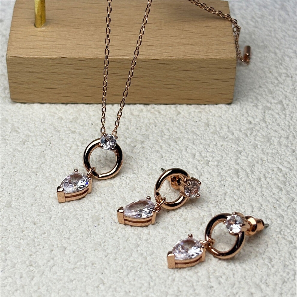 (Set1) Original 2025 New Charms Black Crystal Necklace Water Drop Earrings Fine Jewelry Set for Women Romantic Party Accessories Gift