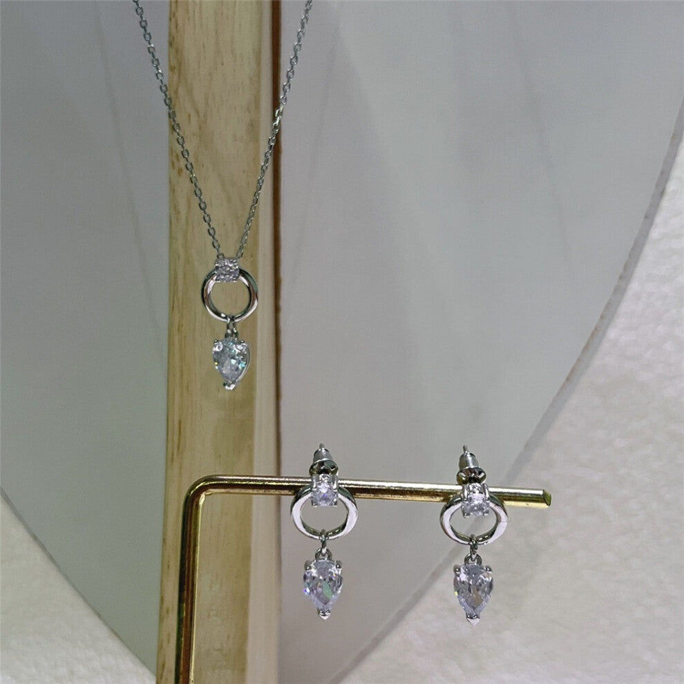 (Set2) Original 2025 New Charms Black Crystal Necklace Water Drop Earrings Fine Jewelry Set for Women Romantic Party Accessories Gift