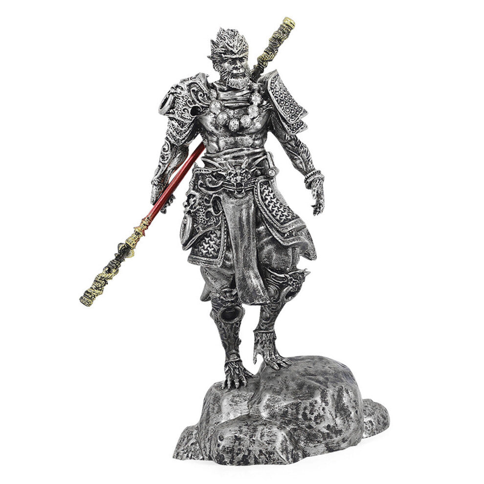 Resin Monkey King Figurine Resin Bronze Finish 27x14x14cm Desktop Decor