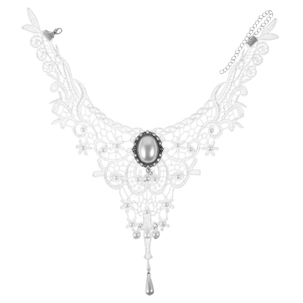 2 Sets Retro Lace Necklace Bride Wedding Jewellery Dress Accessories